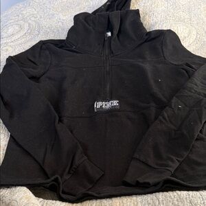 PINK Victoria's Secret Black Half-Zip Logo Pullover